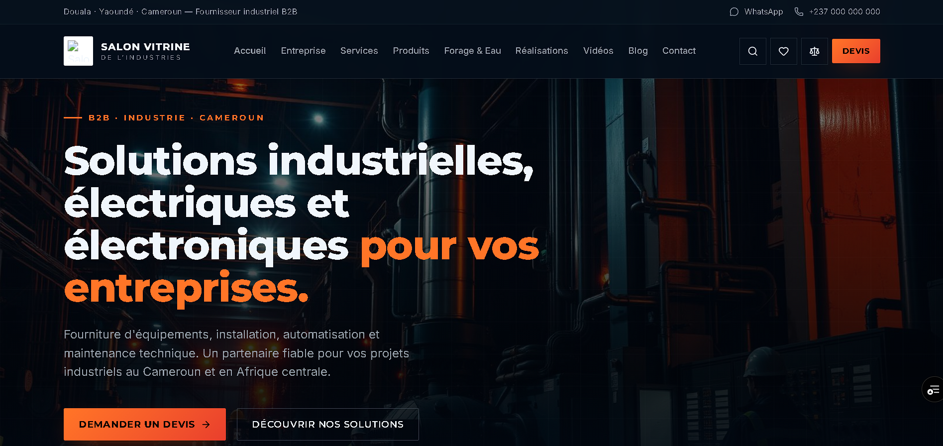 Salon Vitrine industrial ecommerce website